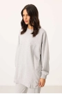 O Yaka Basic Oversize Kadın Gri Melanj Eşofman Tunik Takım