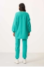 O Yaka Basic Oversize Deniz Yeşil Kadın Eşofman Tunik Takım 