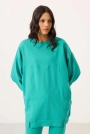 O Yaka Basic Oversize Deniz Yeşil Kadın Eşofman Tunik Takım 