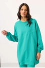 O Yaka Basic Oversize Deniz Yeşil Kadın Eşofman Tunik Takım 
