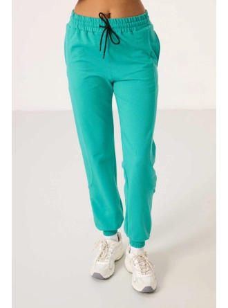 O Yaka Basic Oversize Deniz Yeşil Kadın Eşofman Tunik Takım 