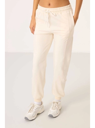 O Yaka Basic Oversize  Ekru Kadın Eşofman Tunik Takım