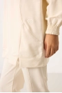 O Yaka Basic Oversize  Ekru Kadın Eşofman Tunik Takım