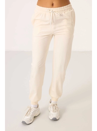 O Yaka Basic Oversize  Ekru Kadın Eşofman Tunik Takım