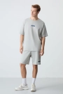 Femora Taş Pamuklu Kalın Yumuşak Dokulu Oversize Fit Basic Erkek Şort Takım