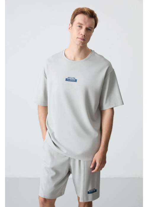 Femora Taş Pamuklu Kalın Yumuşak Dokulu Oversize Fit Basic Erkek Şort Takım