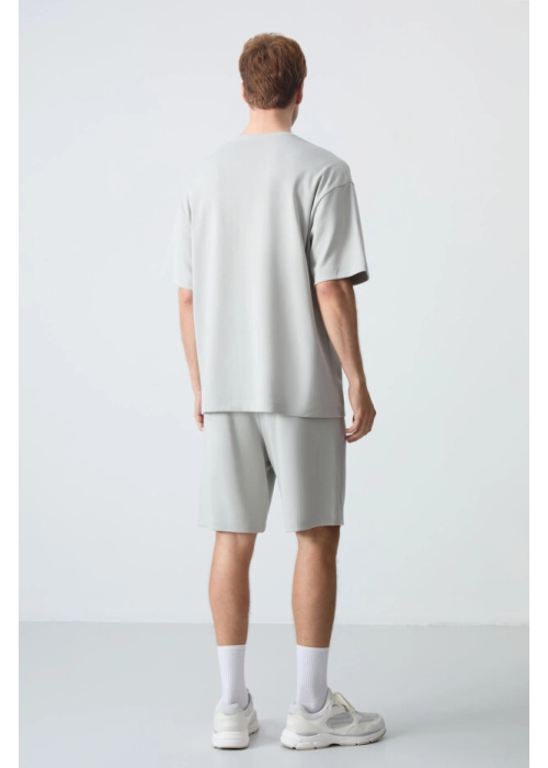 Femora Taş Pamuklu Kalın Yumuşak Dokulu Oversize Fit Basic Erkek Şort Takım
