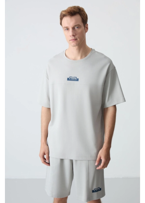 Femora Taş Pamuklu Kalın Yumuşak Dokulu Oversize Fit Basic Erkek Şort Takım