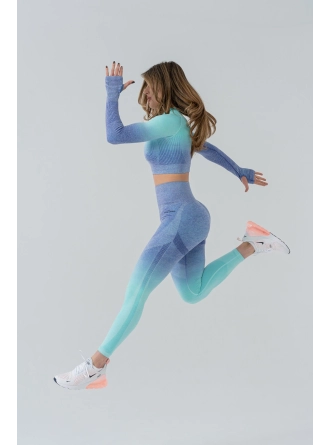 Dikişsiz Push-up Degrade Desen Toparlayıcı Spor Takım