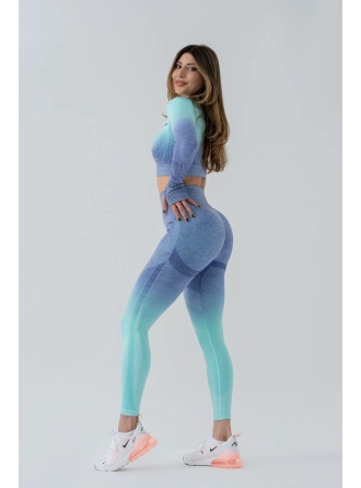Dikişsiz Push-up Degrade Desen Toparlayıcı Spor Takım