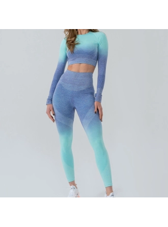 Dikişsiz Push-up Degrade Desen Toparlayıcı Spor Takım