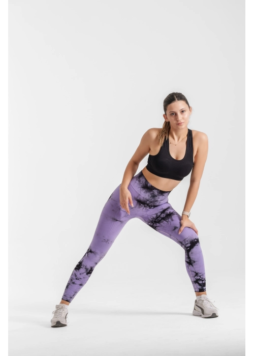 Dikişsiz Push-up Toparlayıcı Mor Batik Tayt
