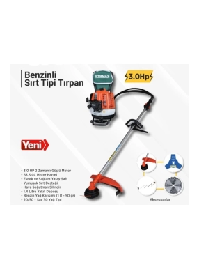 Benzinli Sırt Tipi Tırpan 63 Cc 3.0 Hp Rtm9640