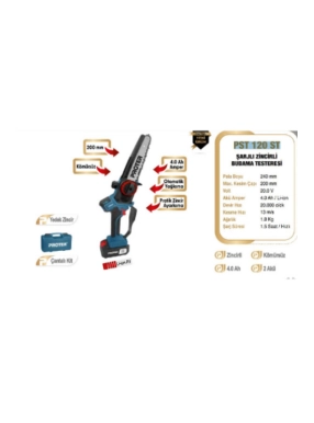 PST 120 ST Şarjlı Kömürsüz Akülü Dal Budama Testeresi 20V 4.0Ah