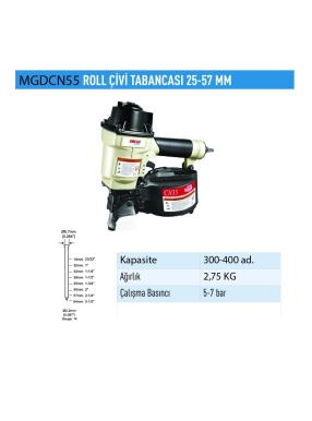 Mgdcn55 Roll Çivi Tabancası 25-50mm