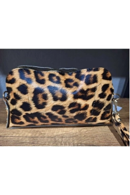 Kadın Renkli Leopar Desenli El Askılı Portföy Clutch