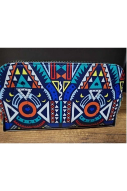 Kadın Renkli Motif Desenli El Askılı Portföy Clutch