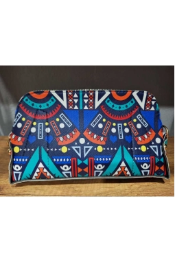 Kadın Renkli Motif Desenli El Askılı Portföy Clutch
