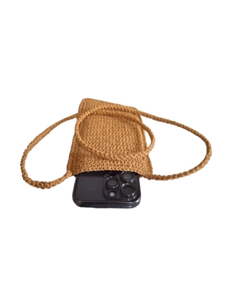 Kağıt İpten Örgü Telefon Cüzdanı