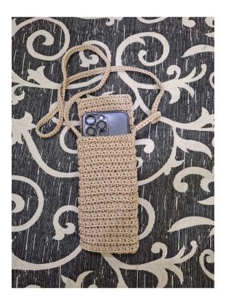 Makrome İpten Örgü Telefon Cüzdanı