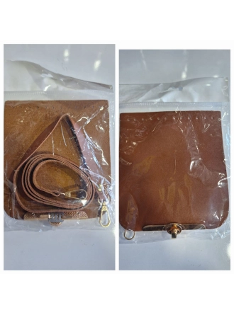 Suni Deri Örgü Kağıt ip & Makrome Oval Zara Modeli Çanta Kapağı