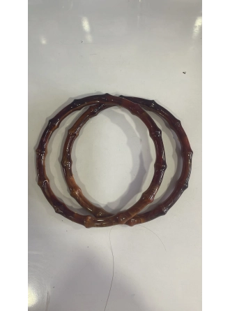 Renkli İlmekler Bambu Görünümlü Plastik Çanta Sapı (23cm Çap)