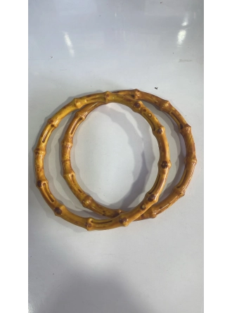 Renkli İlmekler Bambu Görünümlü Plastik Çanta Sapı (23cm Çap)