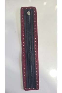 Renkli İlmekler Örgü Çanta Derili Fermuar (30 cm) 