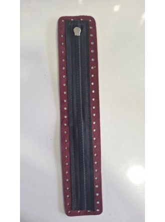 Renkli İlmekler Örgü Çanta Derili Fermuar (30 cm) 