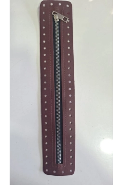 Renkli İlmekler Örgü Çanta Derili Fermuar (30 cm) 