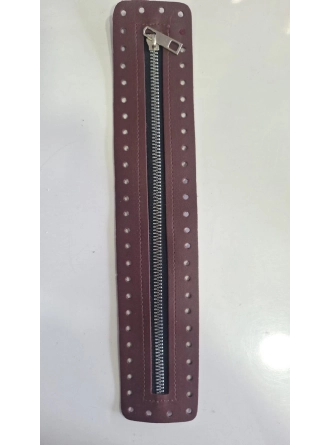 Renkli İlmekler Örgü Çanta Derili Fermuar (30 cm) 