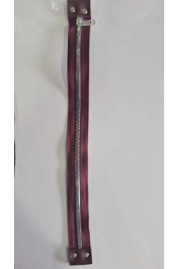Renkli İlmekler Deri Uçlu Örgü Çanta Fermuarı (42 cm)
