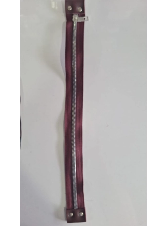 Renkli İlmekler Deri Uçlu Örgü Çanta Fermuarı (42 cm)