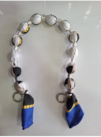 Renkli İlmekler Akrilik Eşarp Süslemeli Çanta Sapı (60 cm) - Tekli Takılır