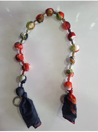 Renkli İlmekler Akrilik Eşarp Süslemeli Çanta Sapı (60 cm) - Tekli Takılır