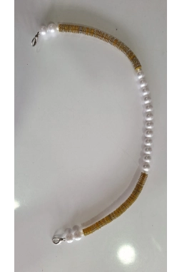 Renkli İlmekler Akrilik İnci Süslemeli Çanta Sapı (42 cm) - Tekli Takılır