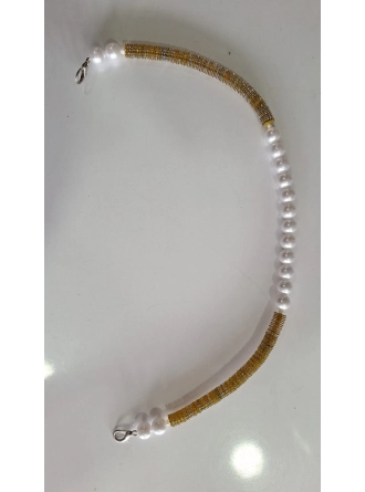 Renkli İlmekler Akrilik İnci Süslemeli Çanta Sapı (42 cm) - Tekli Takılır
