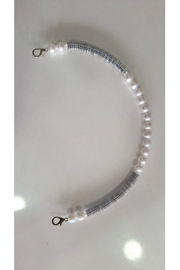 Renkli İlmekler Akrilik İnci Süslemeli Çanta Sapı (42 cm) - Tekli Takılır