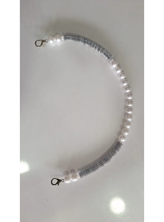 Renkli İlmekler Akrilik İnci Süslemeli Çanta Sapı (42 cm) - Tekli Takılır