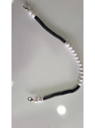 Renkli İlmekler Akrilik İnci Süslemeli Çanta Sapı (42 cm) - Tekli Takılır