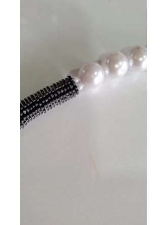 Renkli İlmekler Akrilik İnci Süslemeli Çanta Sapı (42 cm) - Tekli Takılır