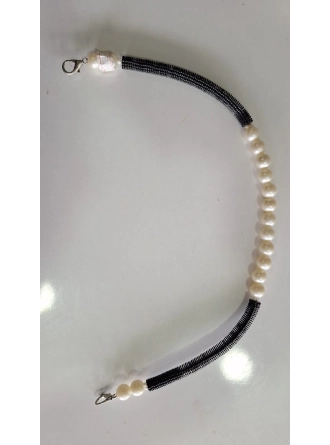 Renkli İlmekler Akrilik İnci Süslemeli Çanta Sapı (42 cm) - Tekli Takılır