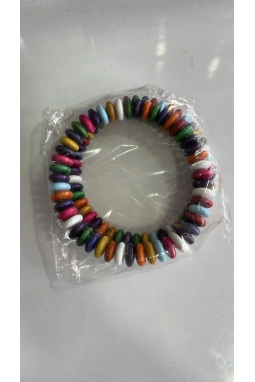 Renkli İlmekler Yuvarlak Boncuklu Örgü Çanta El Tutma Sapı (13 cm)