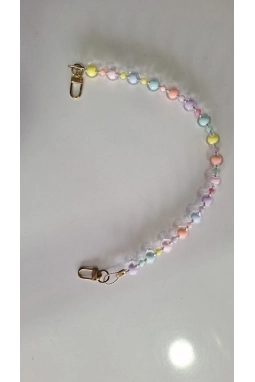  Renkli İlmekler Şeffaf Akrilik Boncuklu Çanta Sapı (42 cm) - Tekli Takılır