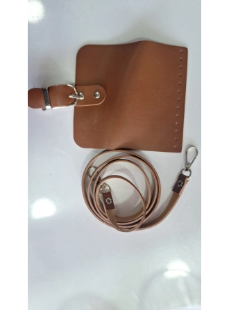 Suni Deri Örgü Makrome Oval Çanta Kapağı & Telefon Kılıfı Kapağı (Çanta Kapağı 100cm Askı)