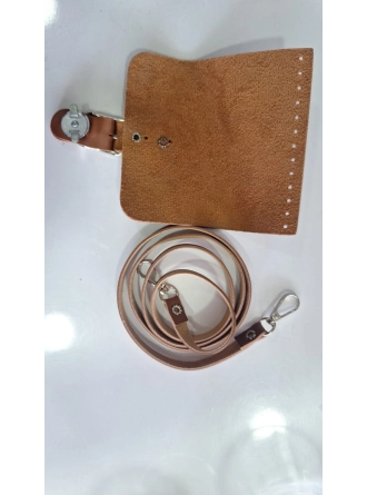 Suni Deri Örgü Makrome Oval Çanta Kapağı & Telefon Kılıfı Kapağı (Çanta Kapağı 100cm Askı)
