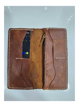 Renkli İlmekler Crazy Gerçek Deriden Üretilme El Yapımı Unisex Cüzdan