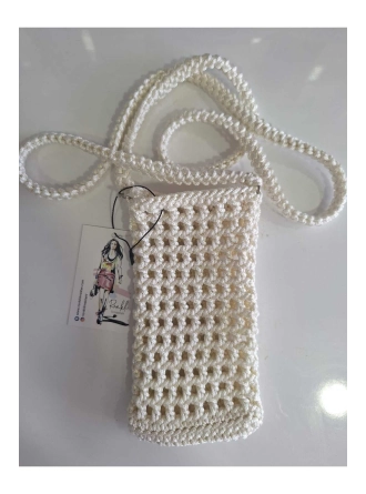 Renkli İlmekler Makrome İpten Örgü Telefon Çantası