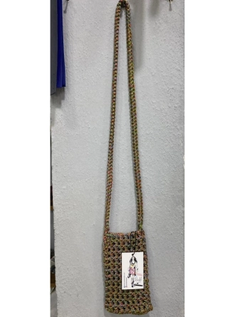Polyester Makrome İpten Örgü Telefon Çantası
