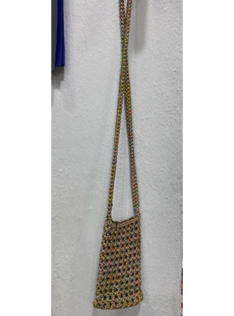 Polyester Makrome İpten Örgü Telefon Çantası